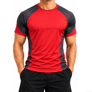 T-shirt athlétique extensible pour homme OEM en polyester et élasthanne, séchage rapide, fabrication de vêtements de sport personnalisés pour les acheteurs en gros, pour les entraînements quotidiens - Product Image 6