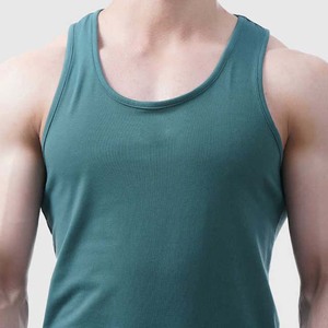 Débardeur sans manches pour homme, couleur turquoise, col rond, tricoté, décontracté, couleur unie, respirant, 100% coton - Product Image 5