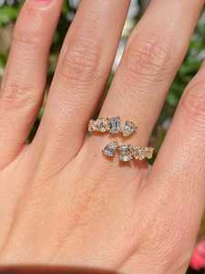 Bagues Statement Bypass Multi-formes Poire Fantaisie Ovale Diamant de laboratoire 1,70 ct Certifié IGI Luxe Mariage Moderne Vintage - Product Image 3