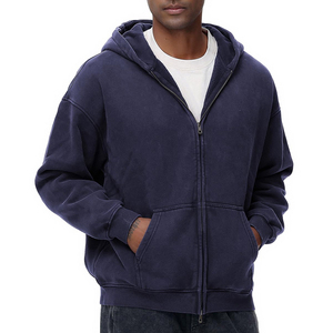 High Quality Acid Wash Men's Heavyweight Full <b>Zip</b> Hoodie Modern Streetwear Tracksuit OEM Custom Manufacturing Service - Product Image 1
