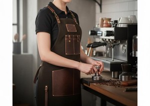 ผ้ากันเปื้อนหนังบาร์บีคิวระดับพรีเมียม คลาสสิก หรูหรา สำหรับทำอาหารปิ้งย่าง ทนทาน กันน้ำ น้ำหนักเบา ปรับได้ รับผลิตแบบ OEM ODM - Product Image 4