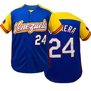 Maillots de baseball personnalisés de haute qualité, imprimés par sublimation, entièrement boutonnés, fabriqués en tissu mesh 100% polyester, maillot de baseball de club - Product Image 1