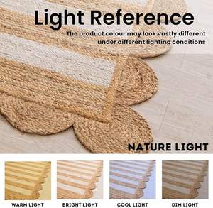 Alfombra rectangular de yute multiusos, duradera, hecha a mano, de fibra natural, para sala de estar, comedor o rincón de relajación. - Product Image 6