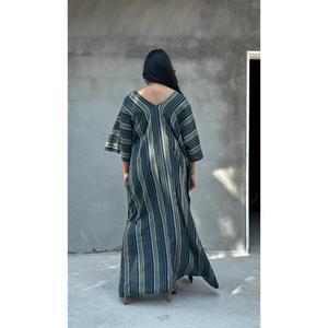 <b>Women</b> Multicolor Striped <b>Kaftan</b> Dress V Neck Long Maxi <b>Kaftan</b> Loose Fit Batwing Sleeve Dress Casual Resort Wear - Product Image 4