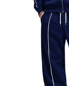 Ensemble de survêtement bleu marine pour homme, veste zippée intégrale et pantalon de jogging, sport, streetwear, molleton personnalisé, tenue d'entraînement - Product Image 2