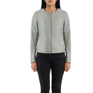 2026 Top Trendy Premium Women's PU <b>Leather</b> Zipper Front O-Neck Full Sleeve Minimalist Motorcycle <b>Jacket</b> Solid Color Autumn Wear - Product Image 1