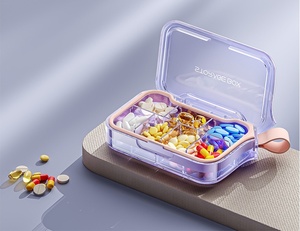 Portable <b>7</b>-Compartment Pill Storage Organizer With Clear Lid And Colorful <b>Tablet</b> Compartments For Daily Medication Management - Product Image 2