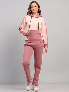 Ensemble de survêtements décontractés pour femme, à capuche, color block, 100 % coton, manches longues, respirant, tendance - Product Image 2