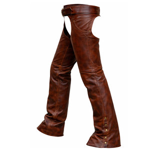 Best Design Men <b>Half</b> Leather <b>Chaps</b> OEM Customized Logo Solid Brown Color Riding Equestrian Use Chaos For Sale - Product Image 3