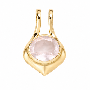 Rose Quartz Geometric Pendant Gold Tone Natural Pink Gemstone <b>Necklace</b> Minimalist <b>Statement</b> Jewelry Gift for Women Her - Product Image 1