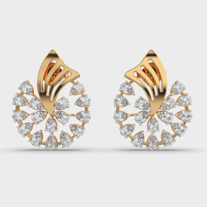 Boucles d'oreilles créoles fleuries plaquées or 18 carats de luxe avec diamant taille poire pour femme, bijoux de mariage - Product Image 1