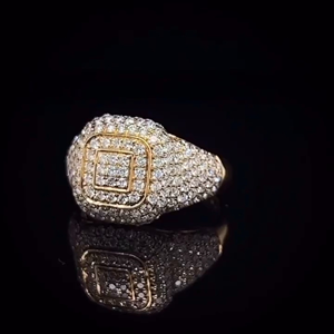 แหวนดอกไม้ประดับเพชรแบบ Iced Out เงินแท้ 925 ชุบทอง ประดับเพชรแล็บ สไตล์ฮิปฮอป แร็ปเปอร์ วงแหวนโดดเด่นสำหรับทุกเพศ เครื่องประดับวิบวับ - Product Image 4