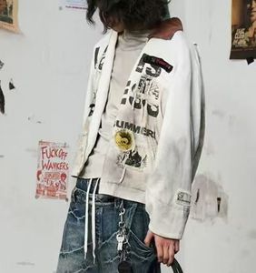 Men's Cotton Bomber <b>Jacket</b> Patchwork Streetwear Style Turn-down Collar Zipper Closure Loose Fit Spring Casual Outerwear - Product Image 4