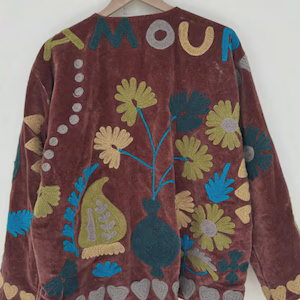 Wholesale Vintage Suzani Velvet <b>Jacket</b> <b>Short</b> Boho Floral Coat Women Winter Warm Bomber <b>Jacket</b> Factory Price Top Selling Product - Product Image 2