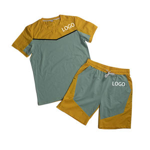 Customized 100% Cotton Terry Summer Men's 2-Piece Sports Casual Short-Sleeved <b>Set</b> - Product Image 3