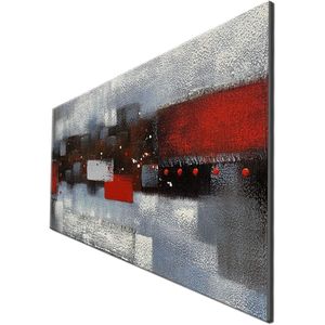 Décoration murale d'art abstrait moderne, peinture à l'huile texturée 3D sur toile de lin épaisse, rouge et gris, encadrée, pour la décoration de la maison - Product Image 4