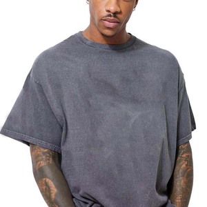T-shirt Homme Vintage Oversize en Maille Respirante 100% Coton 220GSM Délavé à l'Acide Grammage Lourd Personnalisable Épaules Tombantes Grande Taille - Product Image 3
