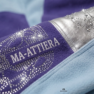 Conjunto de Sudadera con Capucha y Pantalones Anchos con Pedrería en Azul Hielo y Morado Plateado para Mujer, Estilo Urbano Personalizado - Product Image 5