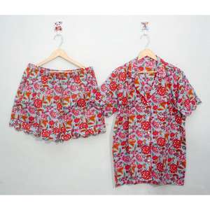 Conjunto de Pijama Clásico Vintage para Mujer, 100% Algodón, Cintura Elástica, Manga Corta, Tela Transpirable, Pantalones Cortos, Ropa de Dormir para Primavera/Otoño - Product Image 3