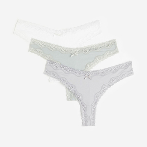Ensemble de 3 culottes mi-hautes en mousseline tricotée pour femme, nouvelle collection 2026, sexy, dentelle transparente, logo à la taille, vente en gros - Product Image 6