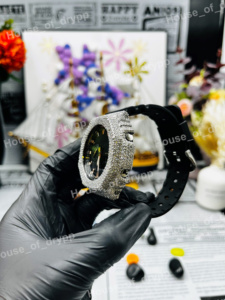 Reloj Iced Out Bling con Diamantes de Moissanita, Reloj de Lujo Hip Hop, Esfera Redonda, Esfera Negra, Reloj de Hombre con Diseño Audaz - Product Image 3