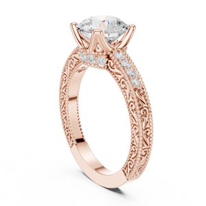 Luxury Rose Gold Round Cut Moissanite Engagement <b>Ring</b> Women’s Solitaire Wedding <b>Ring</b> with Side Stones Custom Fine Jewelry - Product Image 4