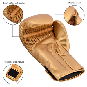 Guantes de Boxeo Profesionales, Guantes de Entrenamiento de Kick Boxing, Transpirables, de Cuero, con Diseño de Dedos Completos Personalizables, con Cordones - Product Image 5