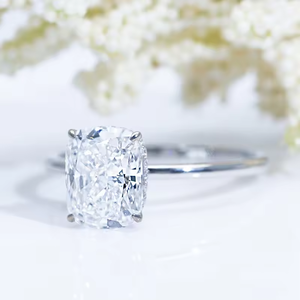 แหวนหมั้นเพชรทรงคุชชั่นแพลตตินั่ม ได้รับการรับรองจาก GIA สี D ธรรมชาติ เครื่องประดับคลาสสิกสำหรับผู้หญิง - Product Image 5