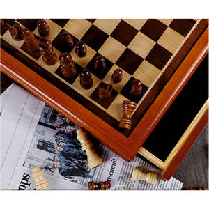 Juego de Ajedrez de Madera de Nogal Hecho a Mano de Alta Calidad - Juego de Ajedrez y Damas de Lujo para Mesa con Cajón Extraíble - Product Image 2