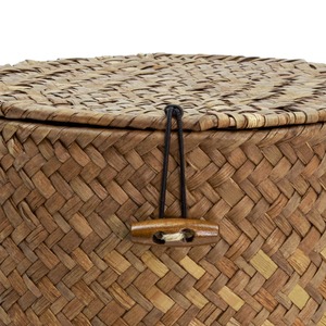 Panier en jonc de mer fait main avec couvercle, panier de rangement artisanal, vente en gros, écologique, fabriqué au Vietnam - Product Image 5
