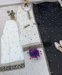 BOUTIQUE COLLECTION GEORGETTE EMBROIDERY SEQUENCE WORK TOP PALAZZO WITH DUPATTA 83757 EID SPECIAL SALWAR KAMEEZ SET AC-7103 - Product Image 2