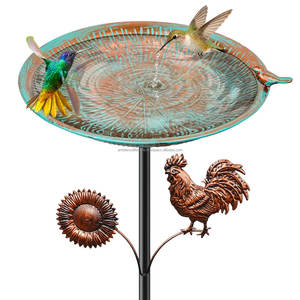 Bain d'oiseaux en métal de qualité supérieure, décoratif pour jardin extérieur, sur piédestal, durable, finition résistante à la rouille, pour l'aménagement paysager de jardin. - Product Image 1