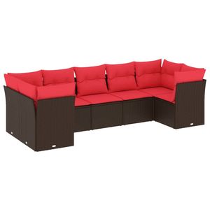 Ensemble de canapés de patio en polyrotin marron 7 pièces avec coussins, ensembles de jardin - Product Image 2