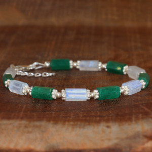 Pencil Hexagon <b>Bracelet</b> Emerald Moon Natural Stone <b>Beaded</b> <b>Bracelet</b> Dainty Minimalist Women Fashion Jewelry - Product Image 1