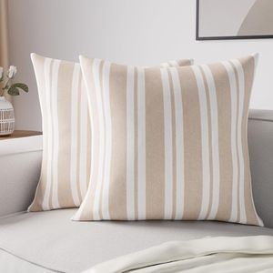 100% Woven Cotton <b>Striped</b> <b>Cushion</b> Cover | Custom American Stripe Pillow Cover | Wholesale Decorative Sofa <b>Cushion</b> Case - Product Image 1