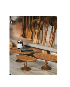 Support à gâteau décoratif en bois, finition artisanale, style moderne et antique, durable pour les fêtes d'anniversaire, les desserts et la décoration de la maison - Product Image 1