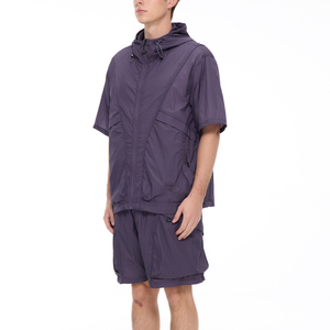 Custom Unisex Men Casual Lightweight Sun Protection Clothing Sportwear Shorts Set <b>Tracksuit</b> Windproof Nylon Windbreaker Jacket - Product Image 2