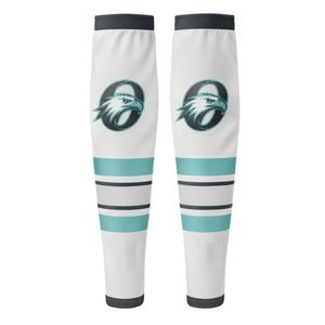 <b>Men</b> <b>White</b> Blue Hockey <b>Socks</b> Polyester Sports Long <b>Socks</b> Athletic Team Uniform Training Wear Game Match Performance Clothing - Product Image 1