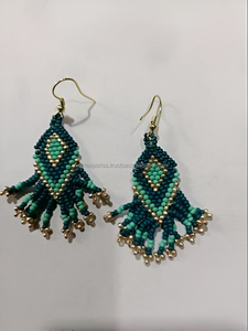 Pendientes colgantes bordados con cuentas de semillas americanas, estilo clásico, unisex, multicolor, diseño nativo campestre, moda, fiesta, personalizados - Product Image 2