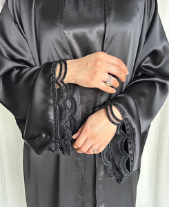 Abaya en soie blanche avec manches drapées orange, robe longue modeste à manches longues, idéale pour un usage quotidien, nouvelles abayas 2026 - Product Image 6