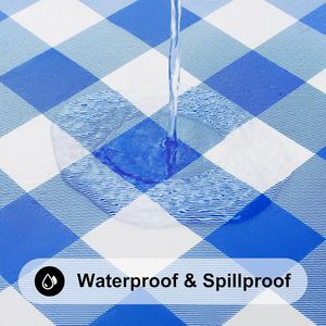 Tovaglia Rettangolare Impermeabile in Vinile Elasticizzato con Retro in Flanella, Motivo Buffalo Plaid, Tappetino da Picnic per Sala da Pranzo - Product Image 1