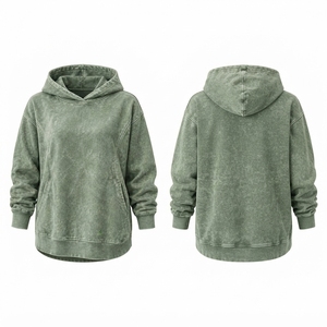 Sweat à capuche tendance pour femme, coupe oversize, style streetwear, effet délavé, traitement de couleur vintage, tissu doux au toucher, poignets côtelés, coupe confortable - Product Image 3