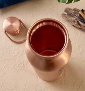 Botella de Agua Reutilizable de Cobre Puro con Grabado de Chakra, Hecha a Mano, Moderna, de Lujo, Duradera, de Gran Capacidad, a Prueba de Fugas, para el Hogar y Yoga - Product Image 5