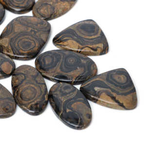 Vente en gros de cabochons en pierre précieuse naturelle Stromatolite Radha Arts, en vrac, pour bijoux, à dos plat, polis, pour la lithothérapie, provenance Rajasthan, 25-40mm - Product Image 5