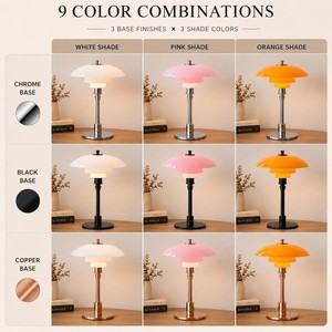 <b>Mid</b> <b>Century</b> Modern Brass Table <b>Lamp</b> With Gold-Plated Base And Orange Glass Shade Round Design For Indoor Lighting - Product Image 6