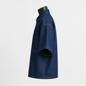 Chemise en jean pour homme, coupe classique, manches longues, décontractée, boutonnée, en coton écologique, respirante, infroissable, effet vintage, OEM - Product Image 4