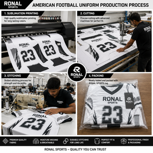 Uniforme de Fútbol Americano para Hombre RONAL SPORTS, Conjunto de Jersey y Pantalones Sublimados en Blanco y Negro, Ajustados, de Manga Corta, que Absorben la Humedad - Product Image 5