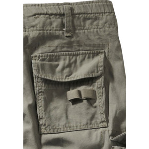 Pantalon cargo vert olive pour homme avec plusieurs poches, taille élastique, fermeture à cordon, style workwear, pantalon en toile mi-lourd - Product Image 6