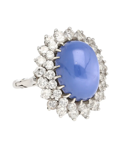 Vintage Women's Cocktail <b>Ring</b> with Natural Sapphire Pave Setting Diamonds 925 <b>Silver</b> Plated September Birthstone Gift - Product Image 3