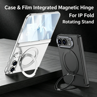 Étui de téléphone magnétique intégré pour iPhone Duo Fold 360 °   Support rotatif pour téléphone, coque pliable